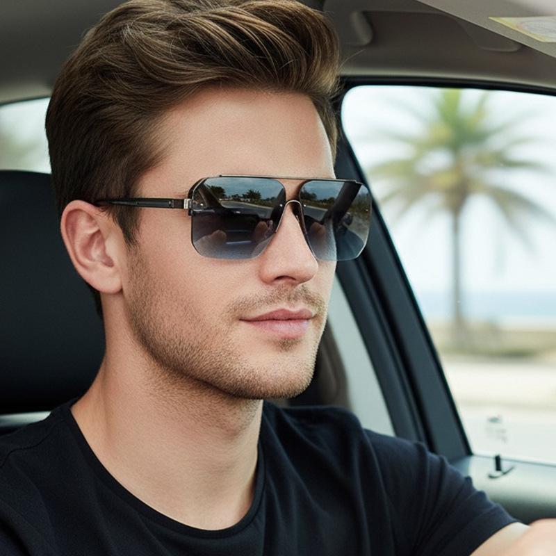 Metal Photo Panel - Neue Gradient Halbrahmen-Sonnenbrille für Herren, Modische